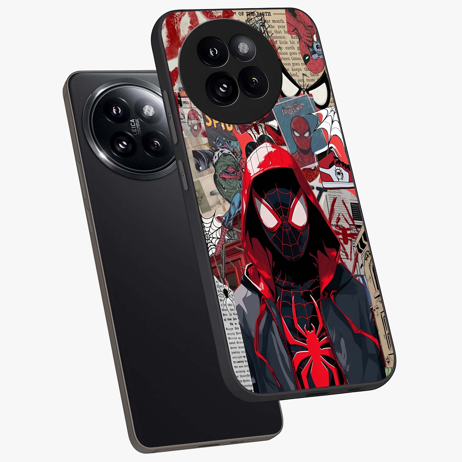 Spider Collage Street Glass Case displayed in angled mockup highlighting dynamic street style collage design with comic aesthetic.