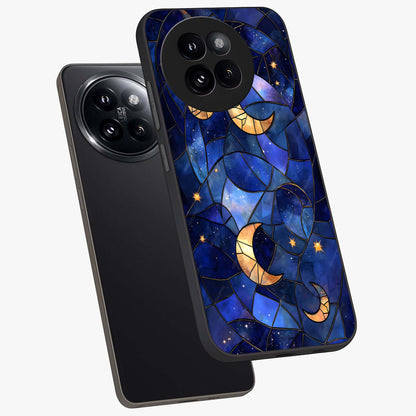 Starlit Sky Tapestry Glass Case displayed in angled mockup highlighting celestial night pattern with artistic aesthetic style.