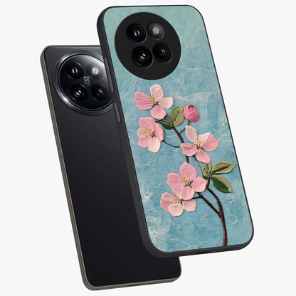 Threaded Blossom Breeze Glass Case displayed in angled mockup highlighting elegant floral design with soft aesthetic style.