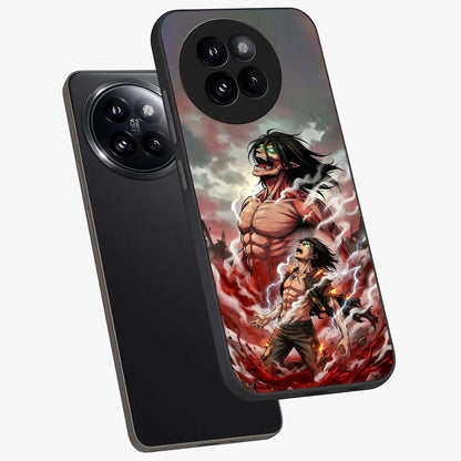 Titan Awakening Fury Glass Case displayed in angled mockup highlighting dramatic giant warrior design with bold anime aesthetic.