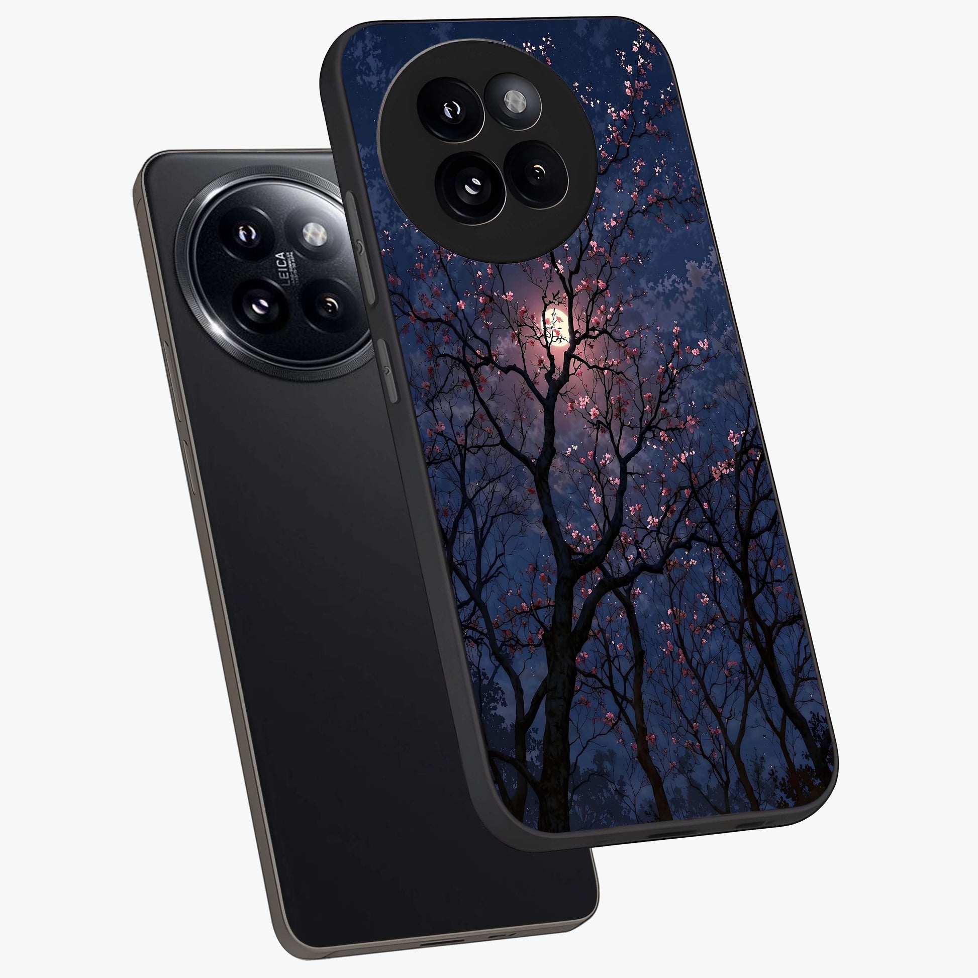 Twilight Sakura Serenade Glass Case displayed in angled mockup highlighting delicate sakura flower design with dreamy aesthetic.