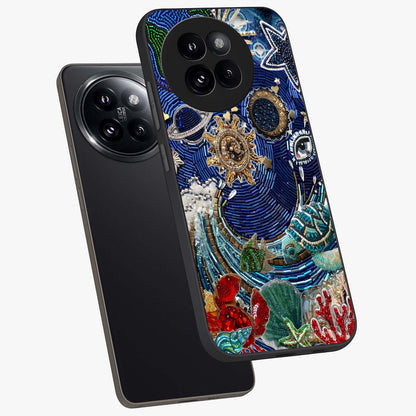 Universe Underwater Spark Glass Case displayed in angled mockup highlighting glowing aquatic design with celestial aesthetic.
