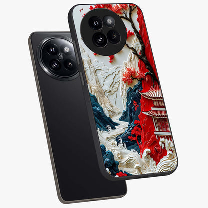 Whispers Of Sakura Waves Glass Case displayed in angled mockup highlighting flowing sakura design with soft floral aesthetic.