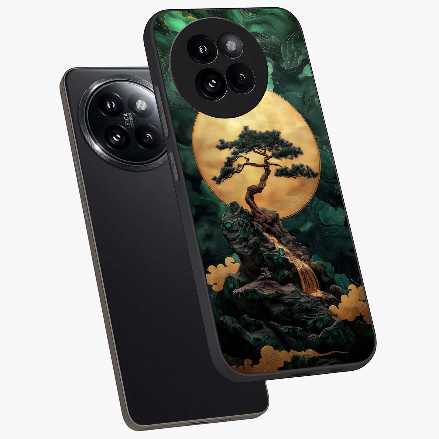 Zen Moon Rise Glass Case displayed in angled mockup highlighting peaceful lunar design with zen aesthetic style.