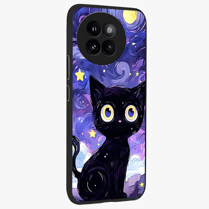 Abstract Cat Art Glass Case upright view showcasing creative feline illustration and aesthetic artistic style.