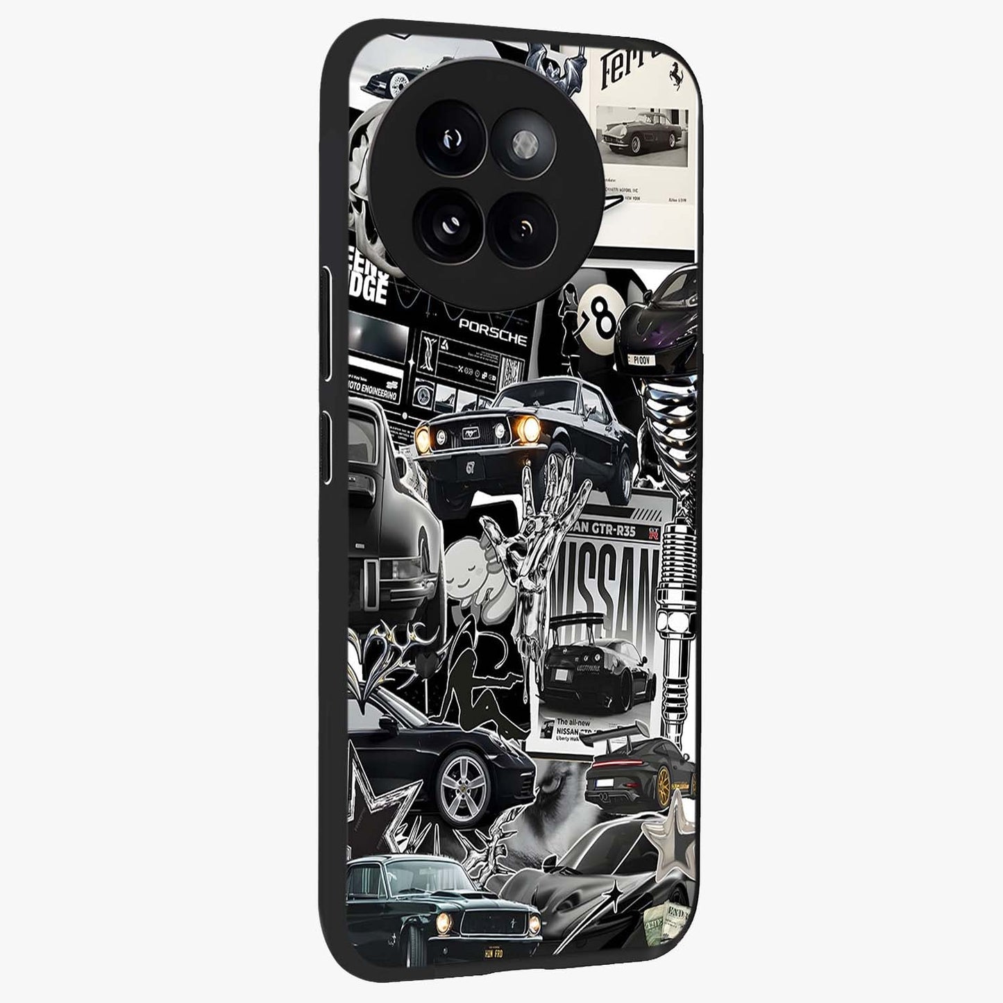 Aesthetic Dark Love Glass Case upright view showcasing dramatic romantic artwork with modern aesthetic style.