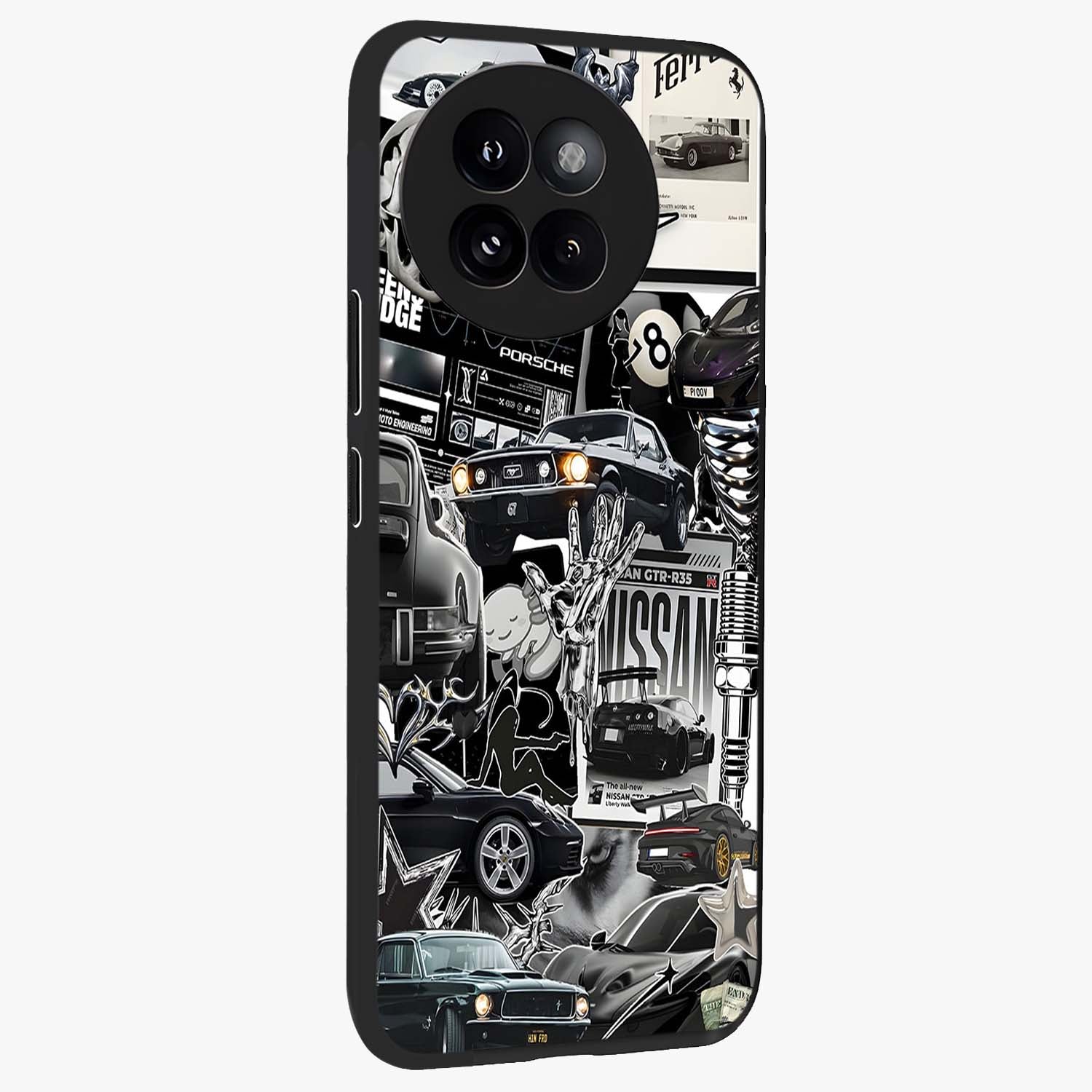 Aesthetic Dark Love Glass Case upright view showcasing dramatic romantic artwork with modern aesthetic style.