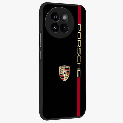 Black Minimal Porsche Glass Case upright view showcasing stylish automotive artwork with bold minimal theme.