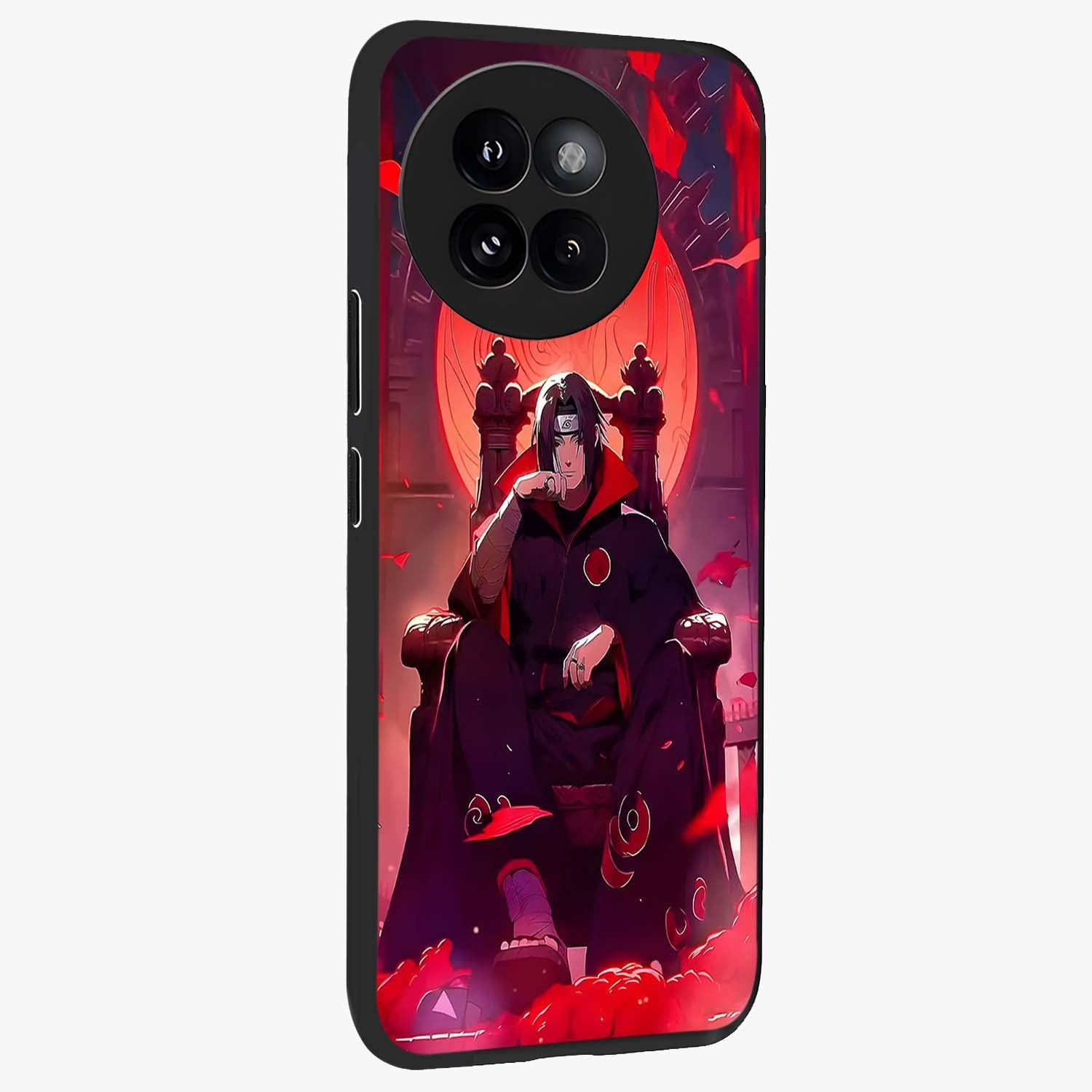Blood Moon Sovereign Glass Case upright view showcasing powerful moon inspired artwork with cosmic aesthetic style.