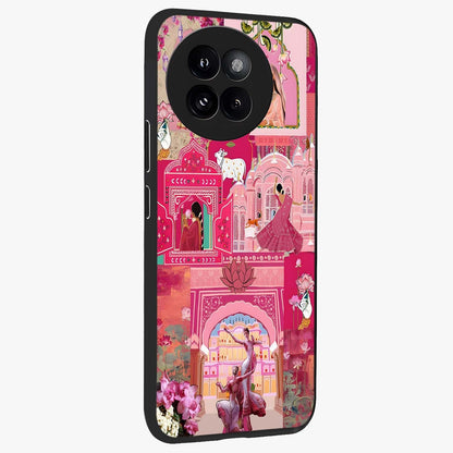 Blossoms of Rajasthan Glass Case upright view showcasing colorful floral design inspired by traditional Indian art.
