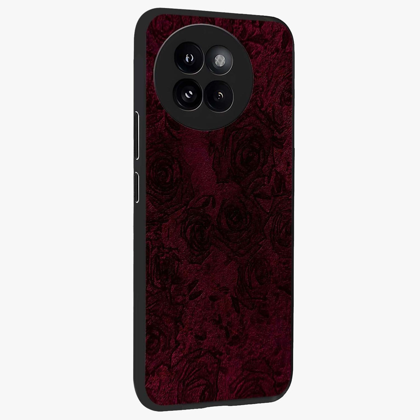 Crimson Fade Flow Glass Case upright view showcasing dynamic crimson flow artwork with stylish abstract theme.