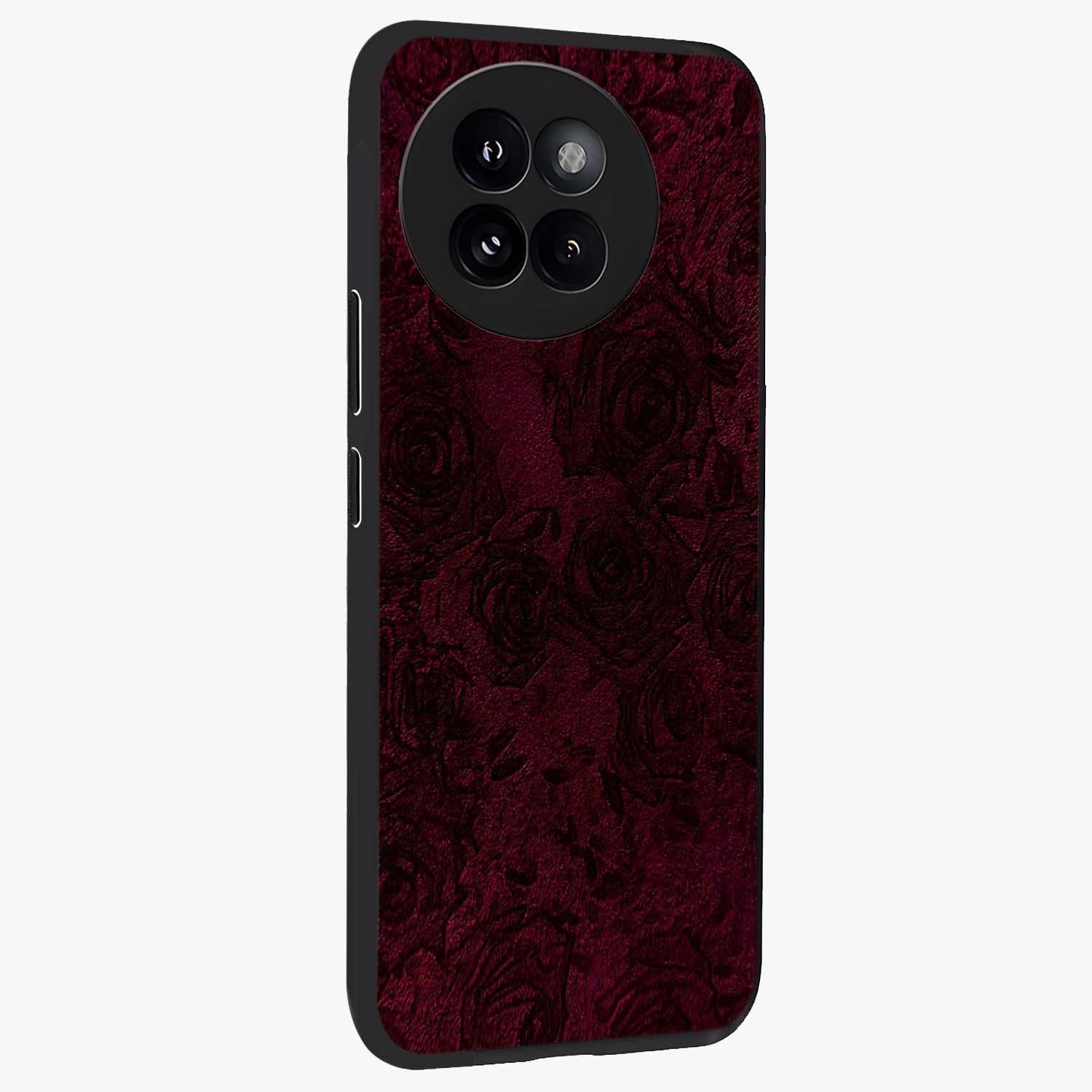 Crimson Fade Flow Glass Case upright view showcasing dynamic crimson flow artwork with stylish abstract theme.