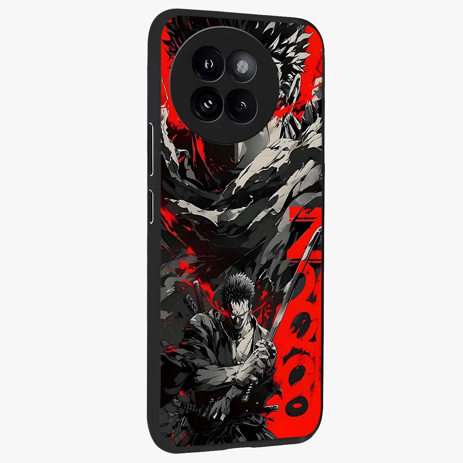 Demon Sword Resolve Glass Case upright view showcasing dramatic warrior artwork with intense battle theme.