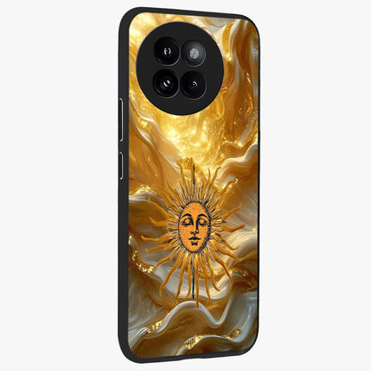 Eternal Golden Glow Glass Case upright view showcasing luminous golden artwork with luxurious visual theme.