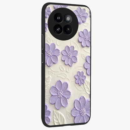 Floral Wall Art With Purple Flowers Glass Case upright view showcasing elegant purple flower artwork with decorative floral theme.