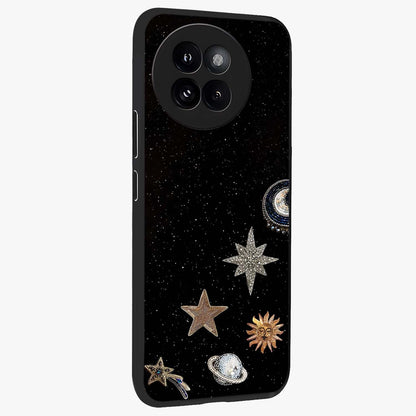Galactic Charm Glow Glass Case upright view showcasing glowing cosmic charm artwork with magical celestial style.
