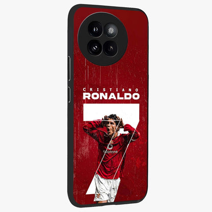 Goal Celebration Legacy Glass Case upright view showcasing dynamic football inspired artwork with victory celebration aesthetic.