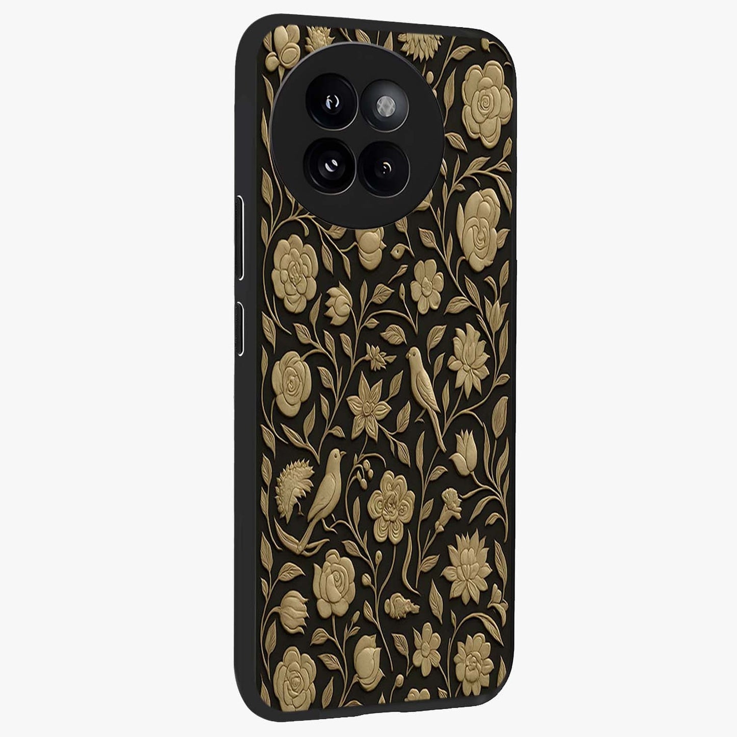 Golden Evil Eye Mandala Glass Case upright view showcasing decorative evil eye mandala artwork with spiritual aesthetic style.