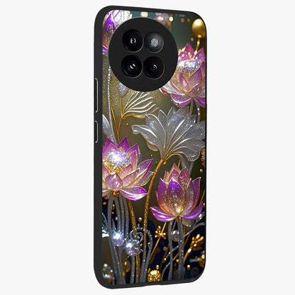 Golden Floral Majesty Glass Case upright view showcasing majestic floral artwork with rich decorative theme.
