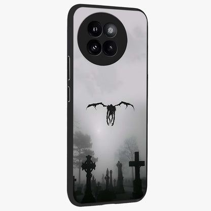 Graveyard Shadow Descent Glass Case upright view showcasing haunting graveyard artwork with dramatic dark theme.