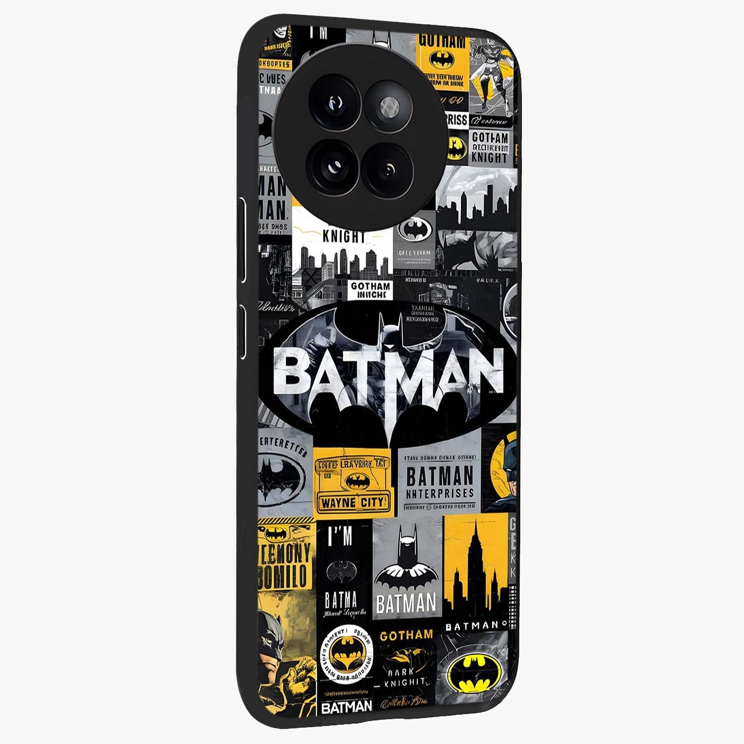 Knight Gotham Rise Glass Case upright view showcasing bold vigilante themed artwork with gothic city vibe.