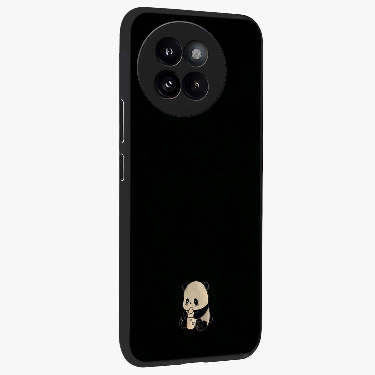 Midnight Panda Love Glass Case upright view showcasing charming panda artwork with playful romantic theme.