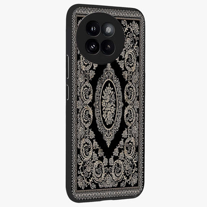 Noir Bloom Elegance Glass Case upright view showcasing graceful floral artwork with luxurious dark theme.