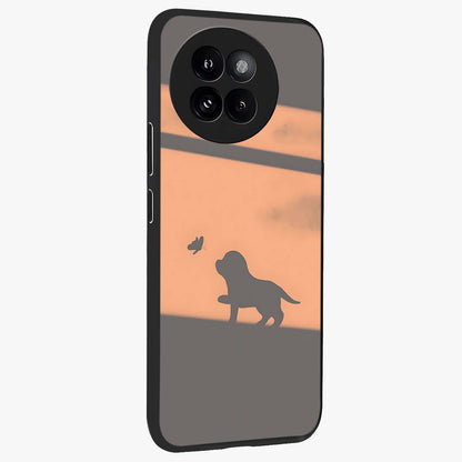 Puppy Shadow Art Glass Case upright view showcasing charming puppy artwork with creative silhouette theme.