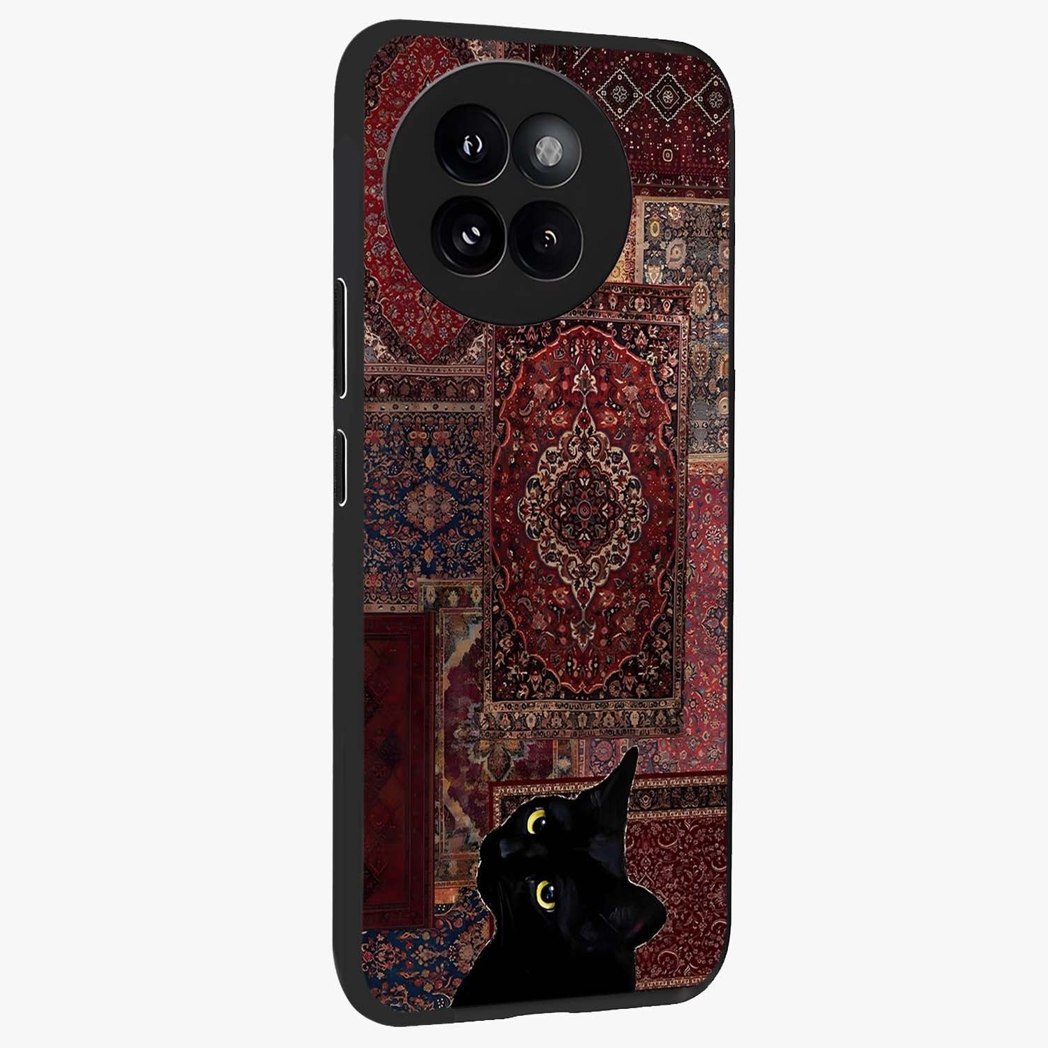 Regal Magic Cat Apple Glass Case upright view showcasing charming cat artwork with playful magical theme.