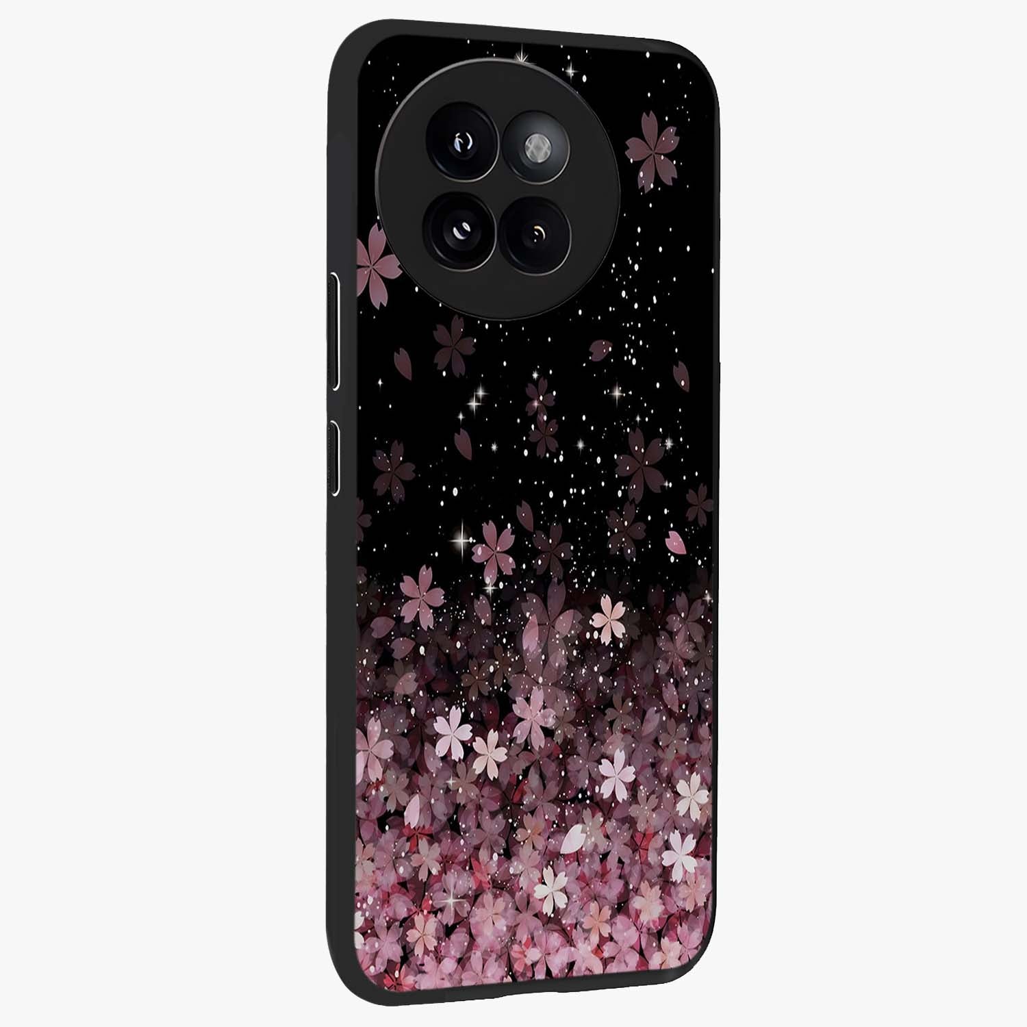 Small Starry Flowers Glass Case upright view showcasing charming floral artwork with dreamy starry theme.