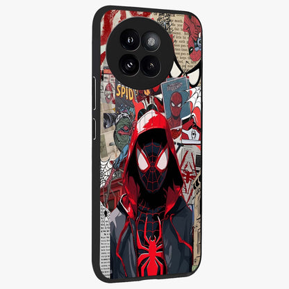 Spider Collage Street Glass Case upright view showcasing bold superhero artwork with urban street theme.