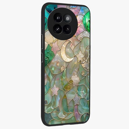 Stained Sunrise Glow Glass Case upright view showcasing colorful sunrise artwork with warm morning theme.