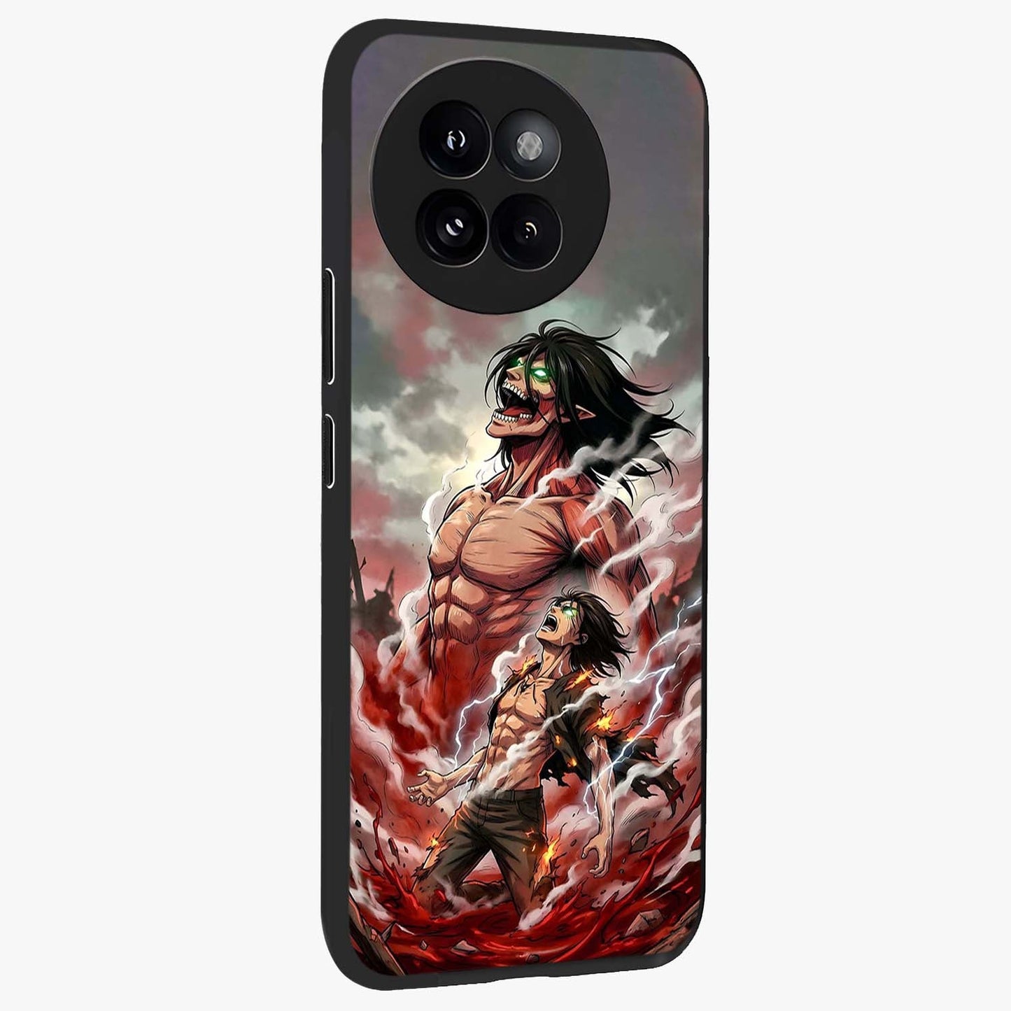 Titan Awakening Fury Glass Case upright view showcasing intense titan artwork with epic fantasy theme.
