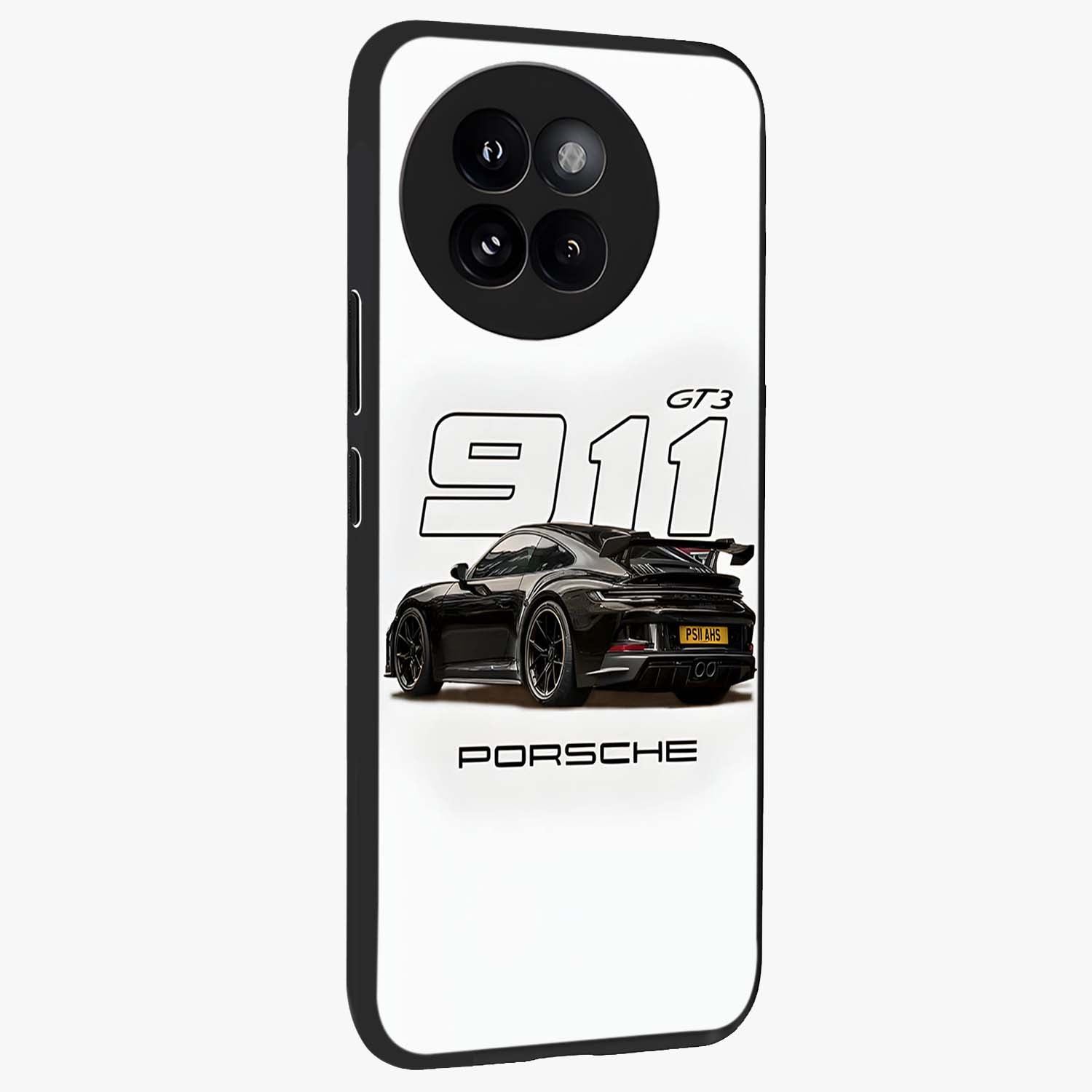 Turbo Legacy Icon Glass Case upright view showcasing bold racing inspired artwork with classic car theme.