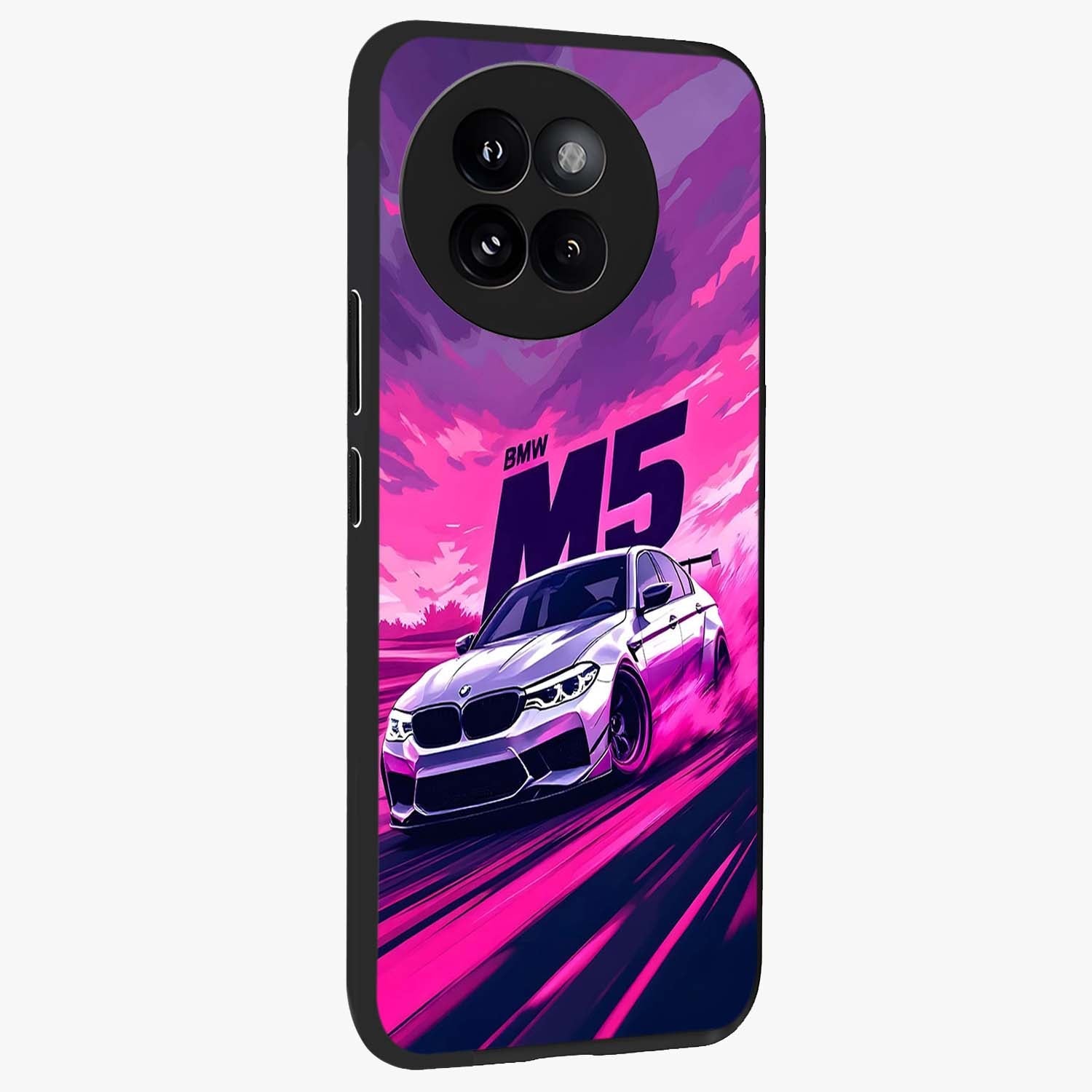 Velocity Drift Pulse Glass Case upright view showcasing powerful racing artwork with energetic motorsport theme.