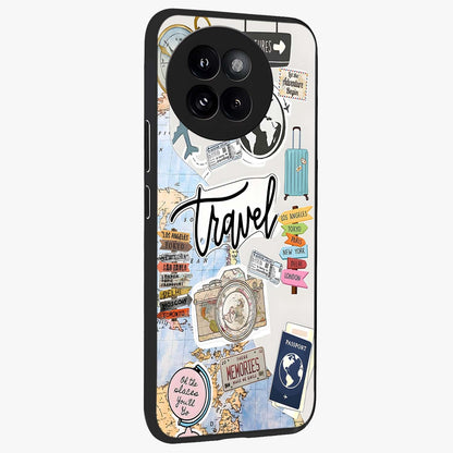Wanderlust Journal Glass Case upright view showcasing wanderlust inspired artwork with creative exploration theme.
