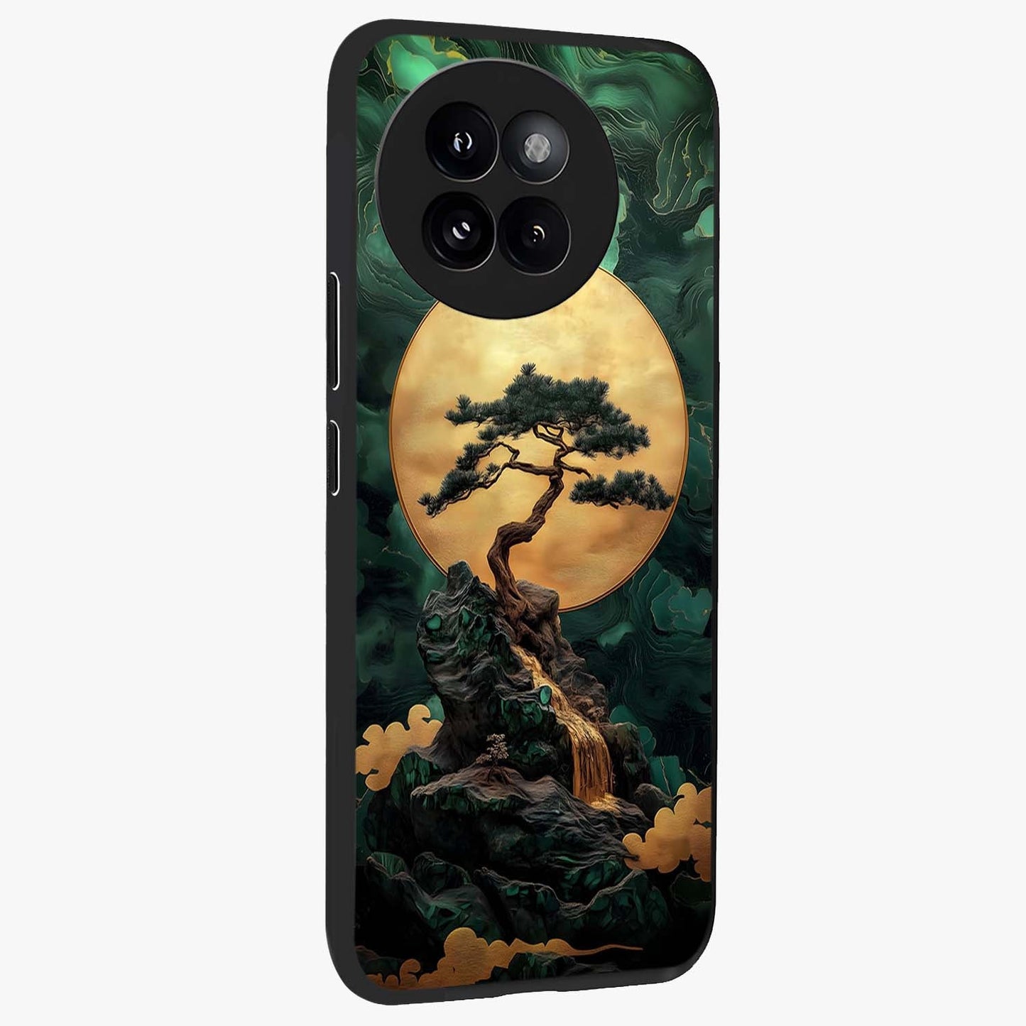 Zen Moon Rise Glass Case upright view showcasing serene moon artwork with tranquil night theme.