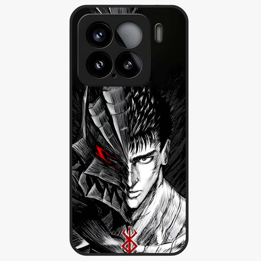 Berserker Blood Oath Glass Case showing flat back view with fierce warrior inspired artwork and glossy glass finish.