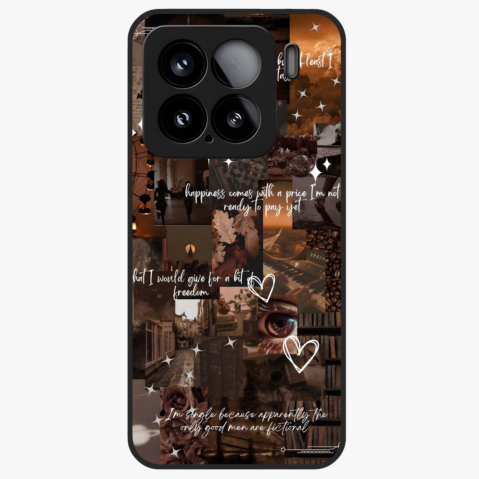 Bittersweet Aesthetic Chaos Glass Case showing flat back view with artistic chaotic aesthetic design and glossy glass finish.