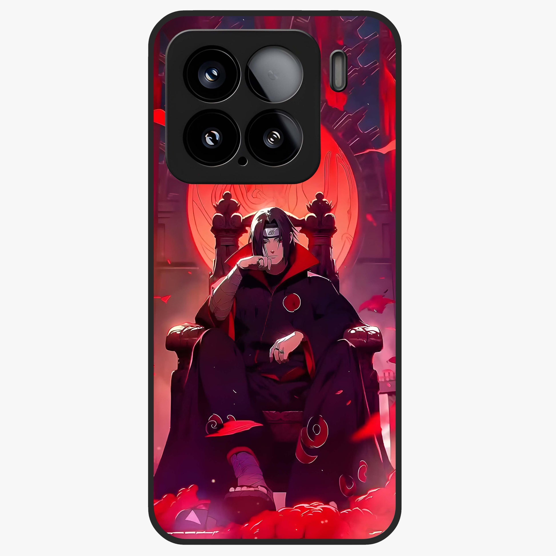 Blood Moon Sovereign Glass Case showing flat back view with mystical blood moon artwork and glossy glass finish.
