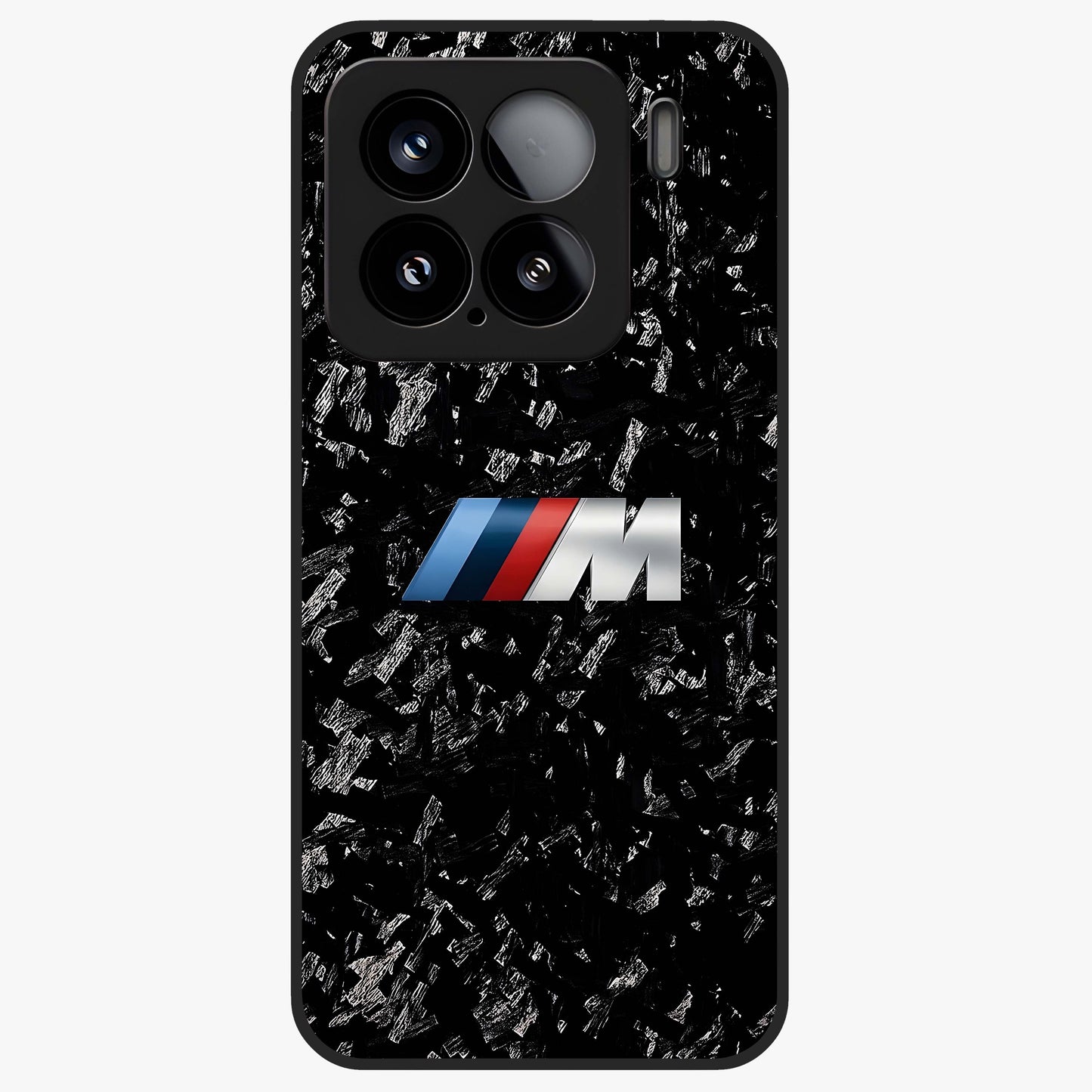 Carbon Speed Mark Glass Case showing flat back view with sporty carbon pattern artwork and glossy glass finish.
