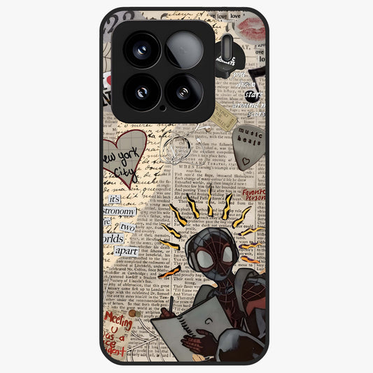 City Dream Sketch Glass Case showing flat back view with artistic city skyline sketch artwork and glossy glass finish.