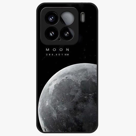 Cosmic Moon Glow Glass Case showing flat back view with glowing moon artwork and glossy glass finish.