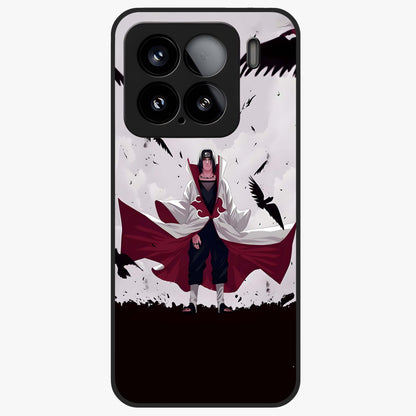 Crimson Crow Ascension Glass Case showing flat back view with mystical crow artwork and glossy glass finish.