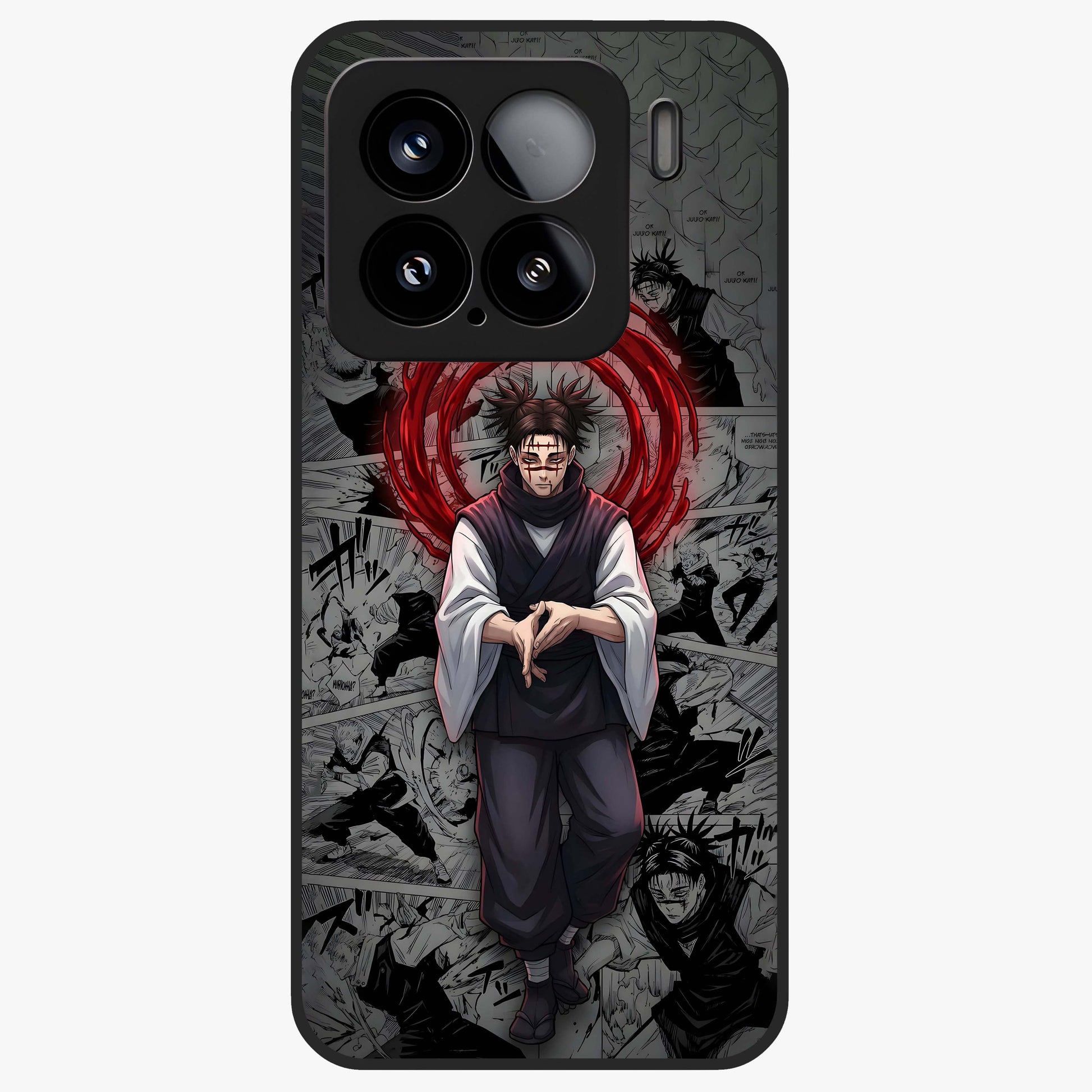 Cursed Ritual Ascension Glass Case showing flat back view with dark ritual themed artwork and glossy glass finish.