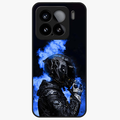Cyber Sentinel Protocol Glass Case showing flat back view with futuristic cyber themed artwork and glossy glass finish.