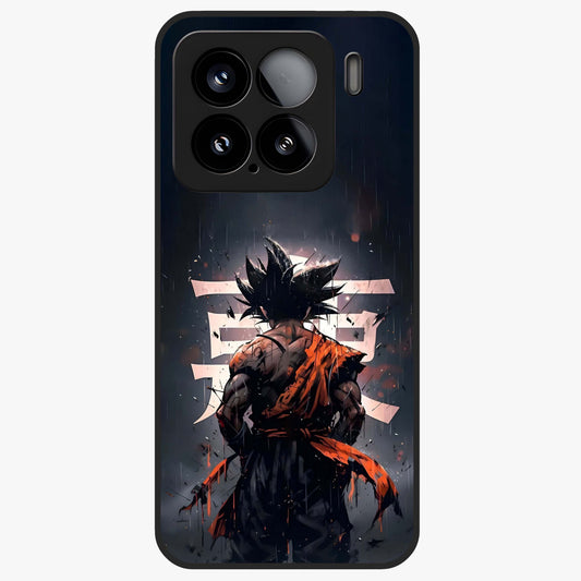 Dark Warrior In Rain Glass Case showing flat back view with warrior artwork in rainy atmosphere and glossy glass finish.