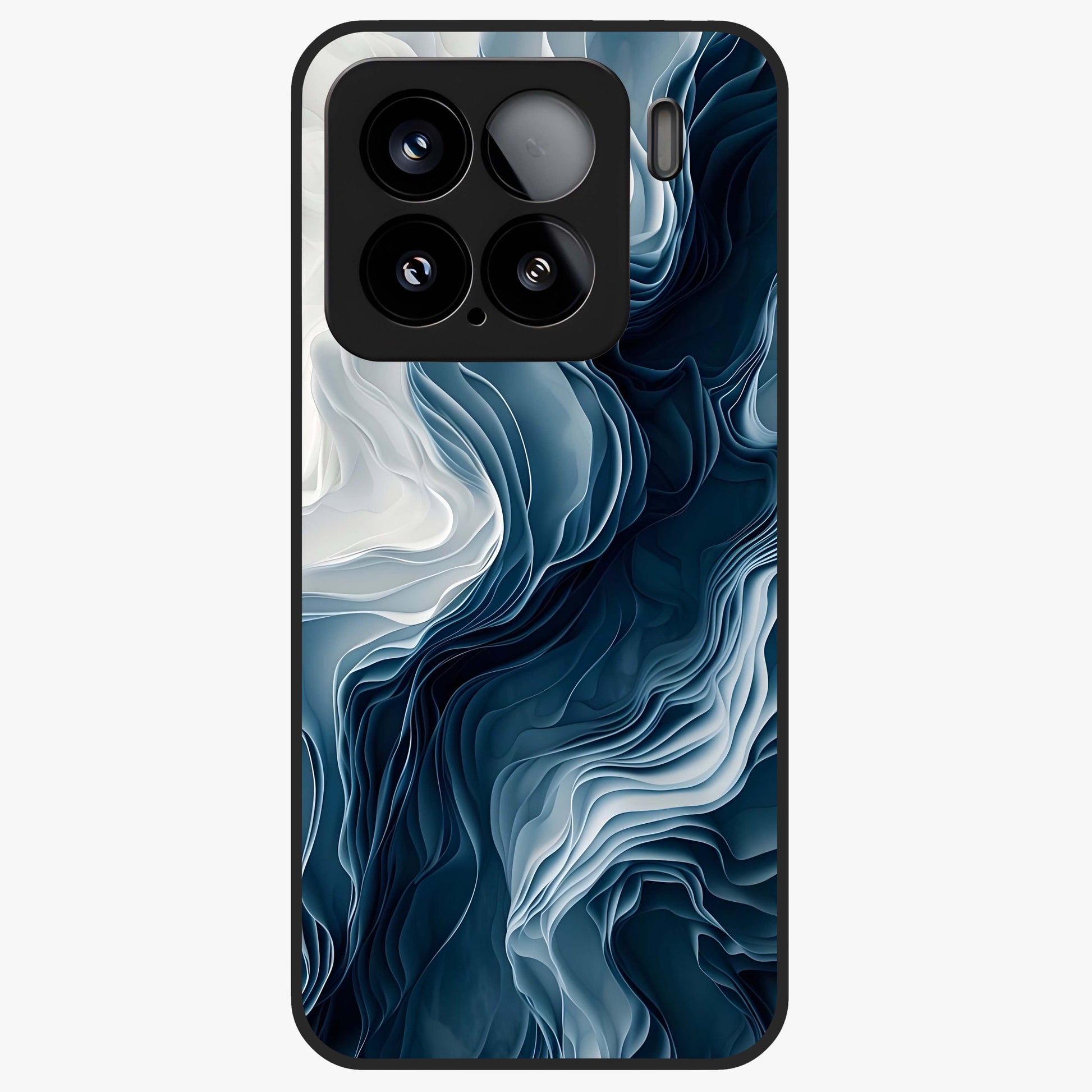 Ethereal Paper Marble Glass Case showing flat back view with soft marble paper texture artwork and glossy glass finish.