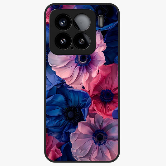 Flower Paper Art Pattern Glass Case showing flat back view with paper cut style floral artwork and glossy glass finish.