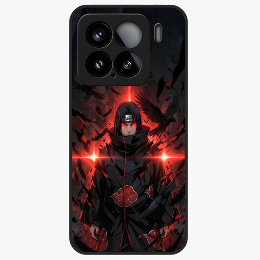 Focused Blade Discipline Glass Case showing flat back view with warrior sword themed artwork and glossy glass finish.